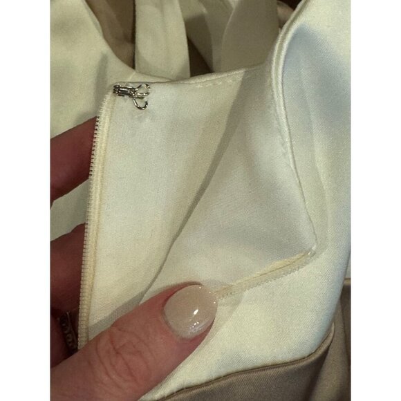 Xscape Dress Women 8‎ Ivory Tan Sweetheart Neck Ruched Mini Party Cocktail - Picture 9 of 10